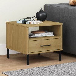 Sonata H Нощна масичка с метални крака, кафява, бор масив, OSLO - Măsuțe de living