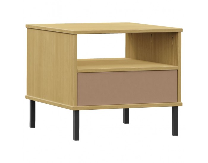 Sonata H Нощна масичка с метални крака, кафява, бор масив, OSLO
