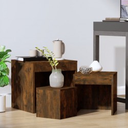 Sonata H Стифиращи маси, 3 бр, опушен дъб, инженерно дърво - Măsuțe de living