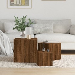 Sonata H Странични маси, 3 бр, кафяв дъб, инженерно дърво - Măsuțe de living