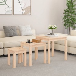 Sonata H Стифиращи маси, 3 бр, бор масив - Măsuțe de living