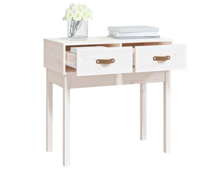 Sonata H Конзолна маса бяла 76,5x40x75 см борово дърво масив