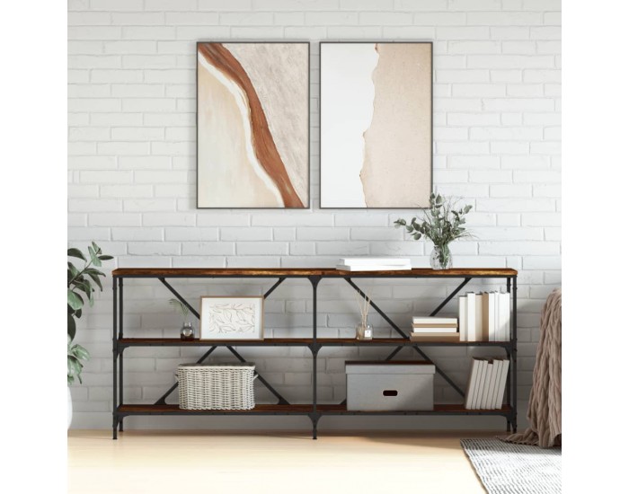 Sonata H Конзолна маса опушен дъб 180x30x75 см инженерно дърво и желязо