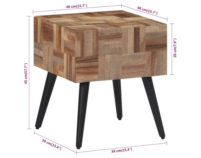 Sonata H Помощна масичка 40x40x45 см масивно регенерирано тиково дърво