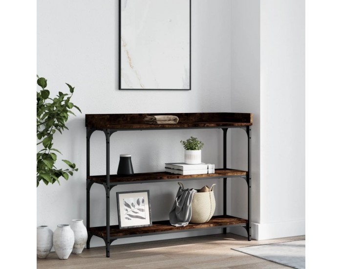 Sonata H Конзолна маса с рафтове, опушен дъб, 100x30x80 cм