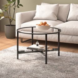 Sonata H Маса за чай, черно и прозрачно, 70 cм, закалено стъкло - Măsuțe de living