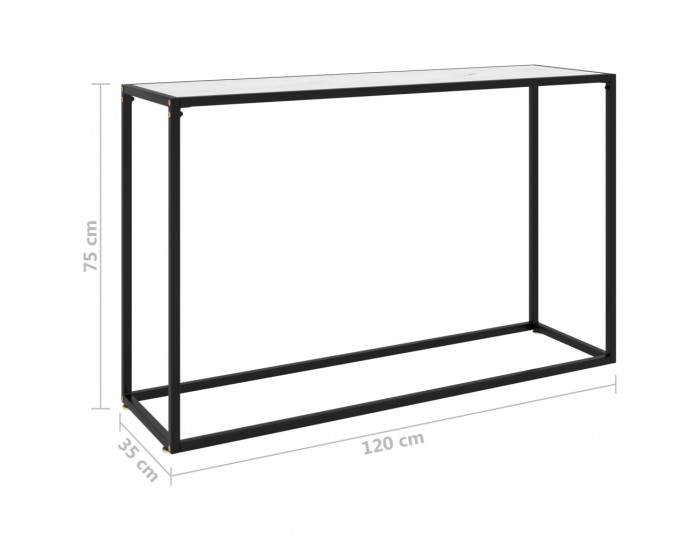 Sonata H Конзолна маса, бяла, 120x35x75 cм, закалено стъкло
