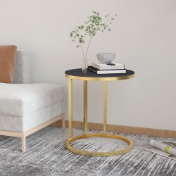 Sonata H Помощна маса, златисто и черно, 45 см, закалено стъкло - Măsuțe de living