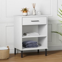 Sonata H Конзолно шкафче с метални крака бяло бор масив OSLO - Măsuțe de living