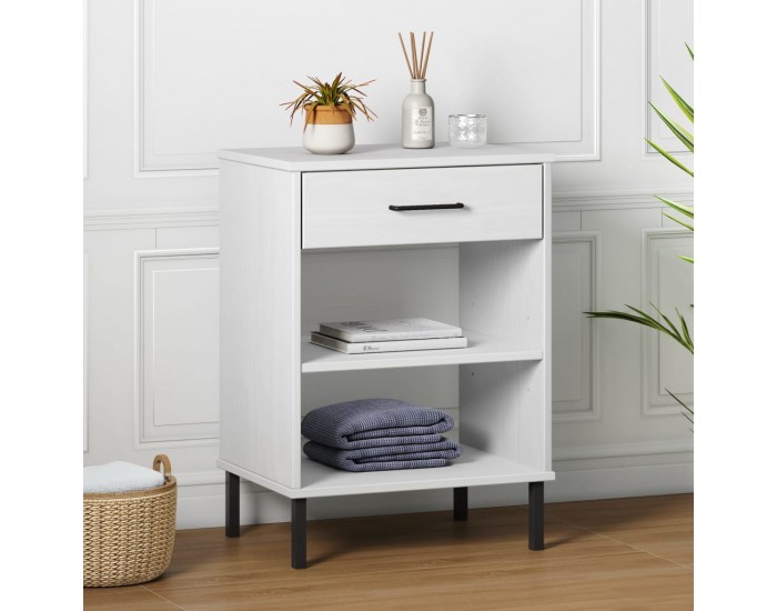 Sonata H Конзолно шкафче с метални крака бяло бор масив OSLO