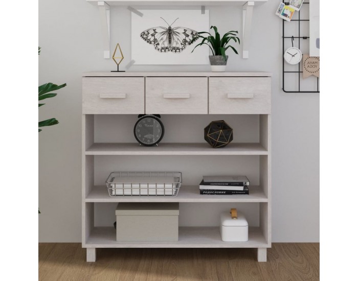 Sonata H Конзолна маса HAMAR бяла 90x35x90 см борово дърво масив