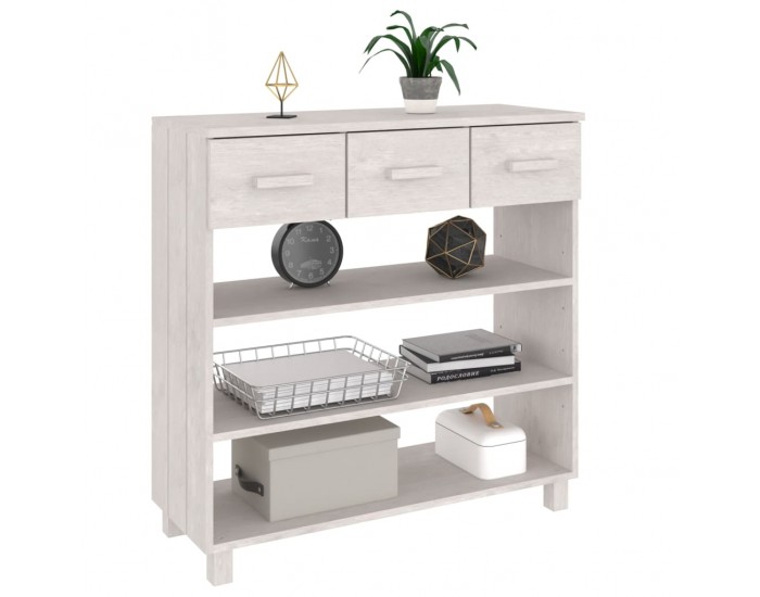Sonata H Конзолна маса HAMAR бяла 90x35x90 см борово дърво масив
