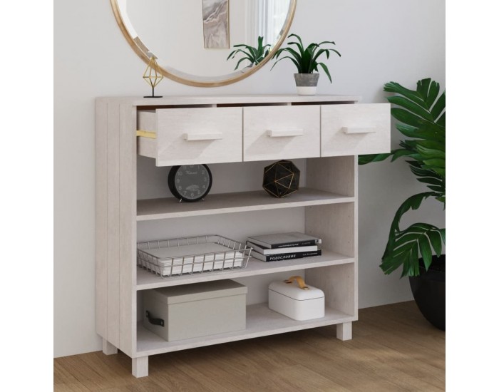 Sonata H Конзолна маса HAMAR бяла 90x35x90 см борово дърво масив
