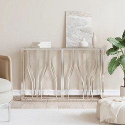 Sonata H Конзолна маса 110x30x70 cм неръждаема стомана и стъкло - Măsuțe de living