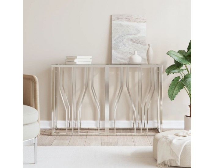 Sonata H Конзолна маса 110x30x70 cм неръждаема стомана и стъкло