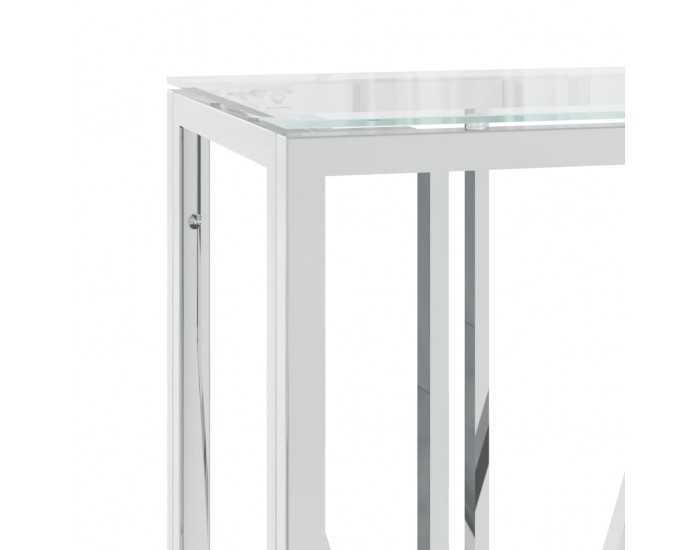 Sonata H Конзолна маса 110x30x70 cм неръждаема стомана и стъкло