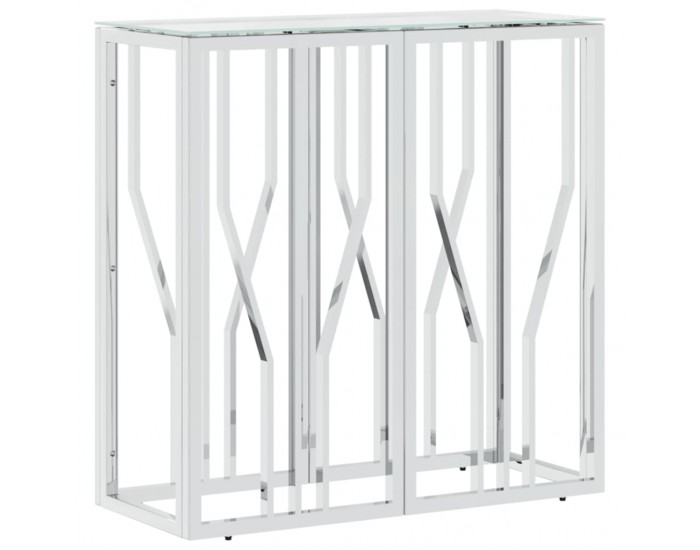 Sonata H Конзолна маса 70x30x70 cм неръждаема стомана и стъкло