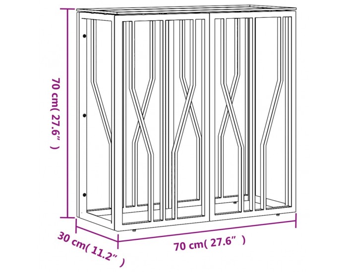 Sonata H Конзолна маса 70x30x70 cм неръждаема стомана и стъкло