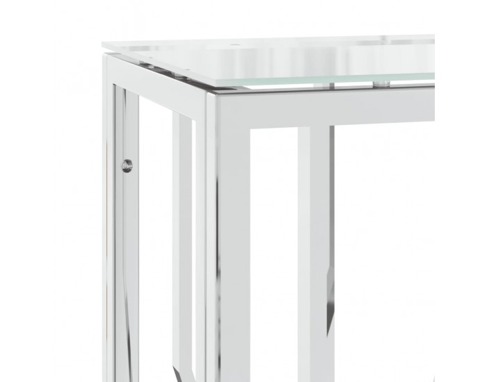 Sonata H Конзолна маса 70x30x70 cм неръждаема стомана и стъкло