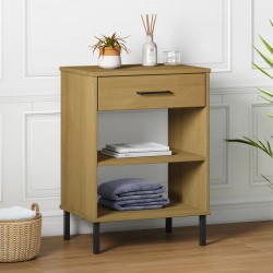 Sonata H Конзолно шкафче с метални крака, кафяво, бор масив, OSLO - Măsuțe de living
