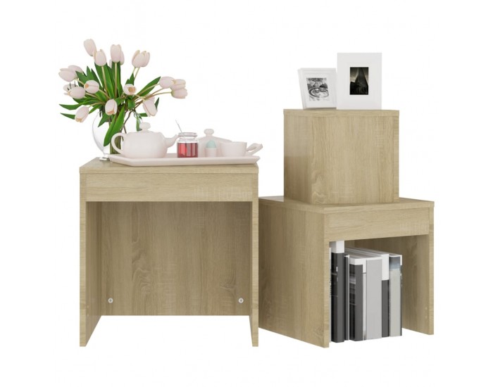 Sonata H Стифиращи маси, 3 бр, сонома дъб, инженерно дърво