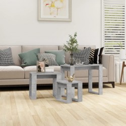 Sonata H Стифиращи маси, 3 бр, бетонно сиви, инженерно дърво - Măsuțe de living