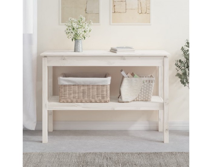 Sonata H Конзолна маса бяла 110x40x75 см борово дърво масив