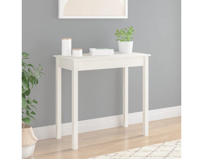 Sonata H Конзолна маса бяла 80x40x75 см борово дърво масив
