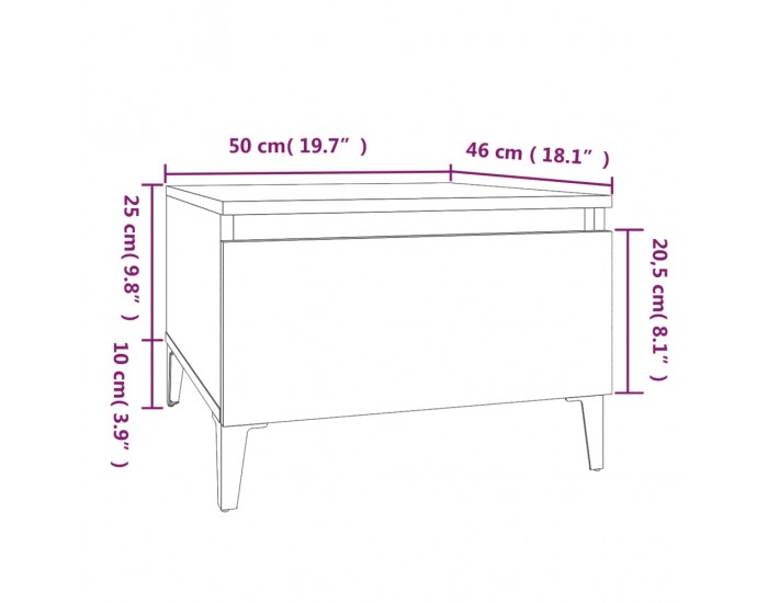 Sonata H Странична маса, бетонно сива, 50x46x35 см, инженерно дърво