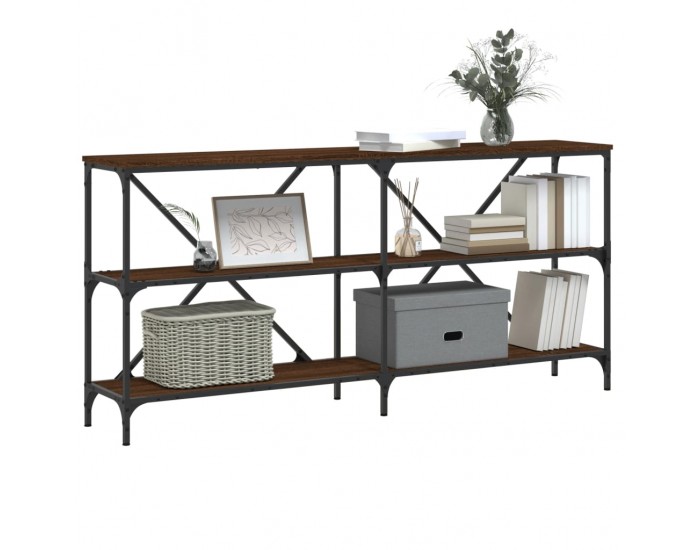 Sonata H Конзолна маса кафяв дъб 160x30x75 см инженерно дърво и желязо