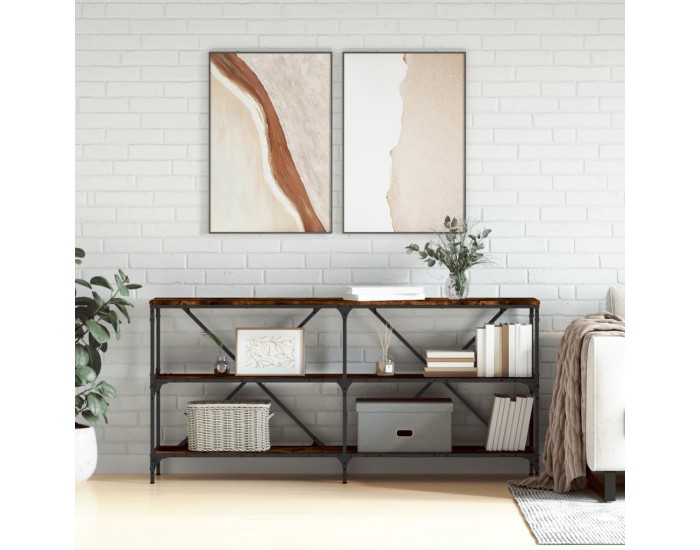 Sonata H Конзолна маса опушен дъб 160x30x75 см инженерно дърво и желязо