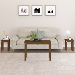 Sonata H Стифиращи маси, 3 бр, меденокафяви, бор масив - Măsuțe de living