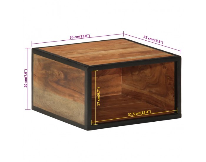Sonata H Стенно нощно шкафче 35x35x20 см масивна акация