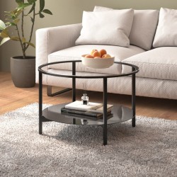Sonata H Маса за чай, черно и прозрачно, 70 cм, закалено стъкло - Măsuțe de living