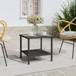 Sonata H Странична масичка черна 45x45x45 см полиратан и закалено стъкло - Măsuțe de living