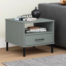 Sonata H Нощна масичка с метални крака сив бор масив OSLO - Măsuțe de living