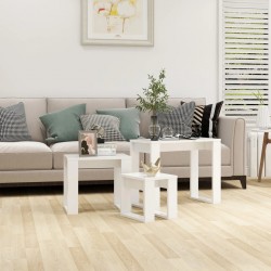 Sonata H Стифиращи маси, 3 бр, бели, инженерно дърво - Măsuțe de living