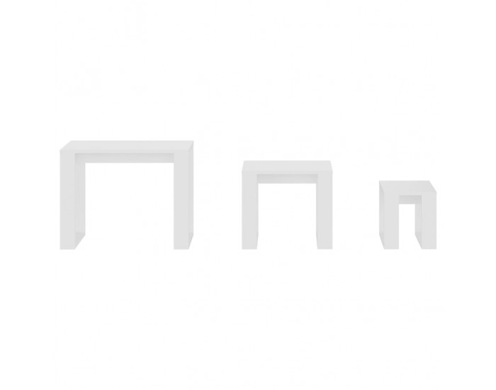 Sonata H Стифиращи маси, 3 бр, бели, инженерно дърво