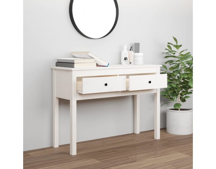 Sonata H Конзолна маса бяла 100 x 35 x 75 см борово дърво масив