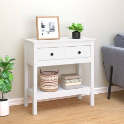Sonata H Конзолна маса бяла 75x35x75 см борово дърво масив - Măsuțe de living