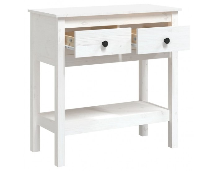 Sonata H Конзолна маса бяла 75x35x75 см борово дърво масив