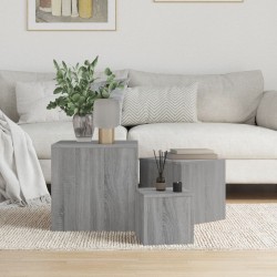 Sonata H Странични маси, 3 бр, сив сонома, инженерно дърво - Măsuțe de living
