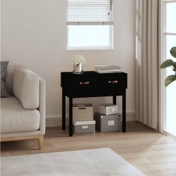 Sonata H Конзолна маса черна 76,5x40x75 см борово дърво масив - Măsuțe de living