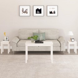 Sonata H Стифиращи маси, 3 бр, бели, бор масив - Măsuțe de living