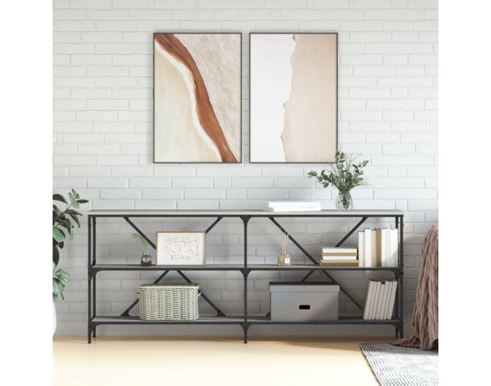 Sonata H Конзолна маса сив сонома 180x30x75 см инженерно дърво и желязо