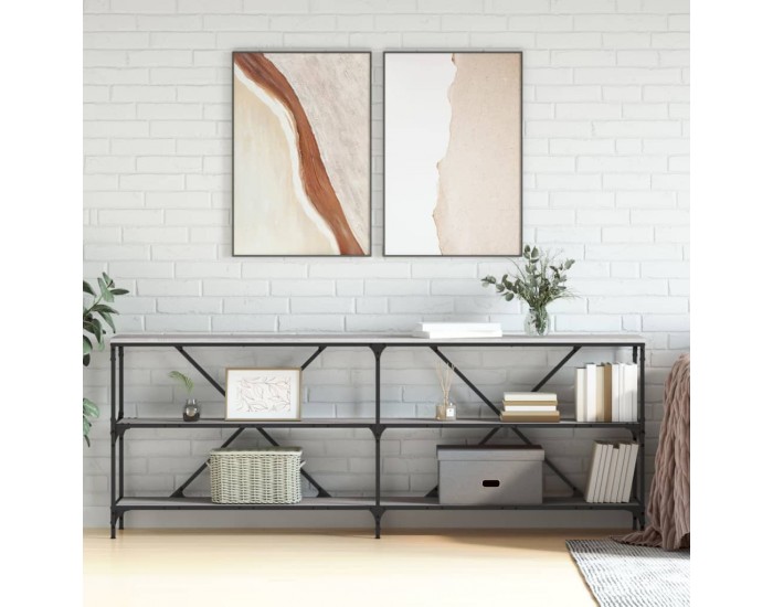 Sonata H Конзолна маса сив сонома 200x30x75 см инженерно дърво и желязо