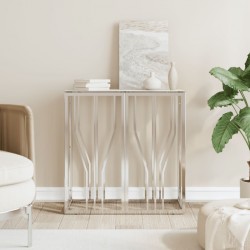 Sonata H Конзолна маса сребро 70x30x70 см неръждаема стомана и стъкло - Măsuțe de living
