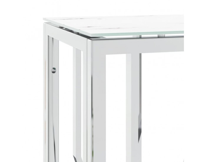 Sonata H Конзолна маса сребро 70x30x70 см неръждаема стомана и стъкло