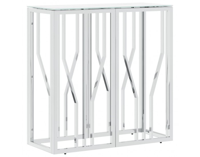 Sonata H Конзолна маса сребро 70x30x70 см неръждаема стомана и стъкло