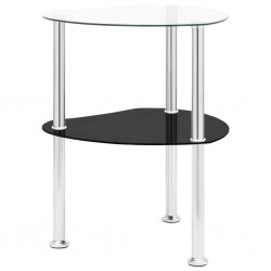 Sonata H Странична маса с 2 рафта прозрачно и черно 38x38x50 см стъкло - Măsuțe de living